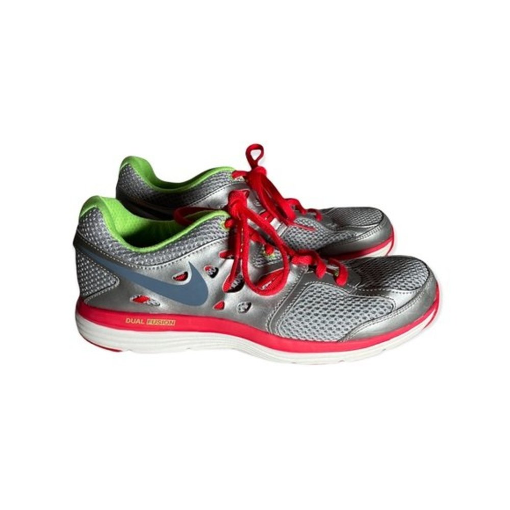 Nike Women’s Dual Fusion Running Sneaker Shoe SZ 7.5 USA  Gray Lime Salmon